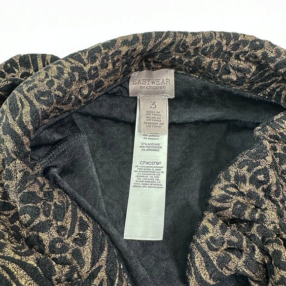 Chicos Easy Wear One Button High Neckline Gold & Black Swing Jacket  Size 3 - Picture 9 of 9
